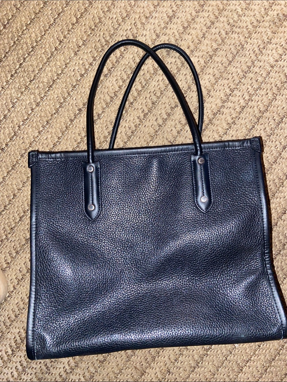 kate spade Black Pebbled Leather Logo Tote with White Print - Picture 5 of 7